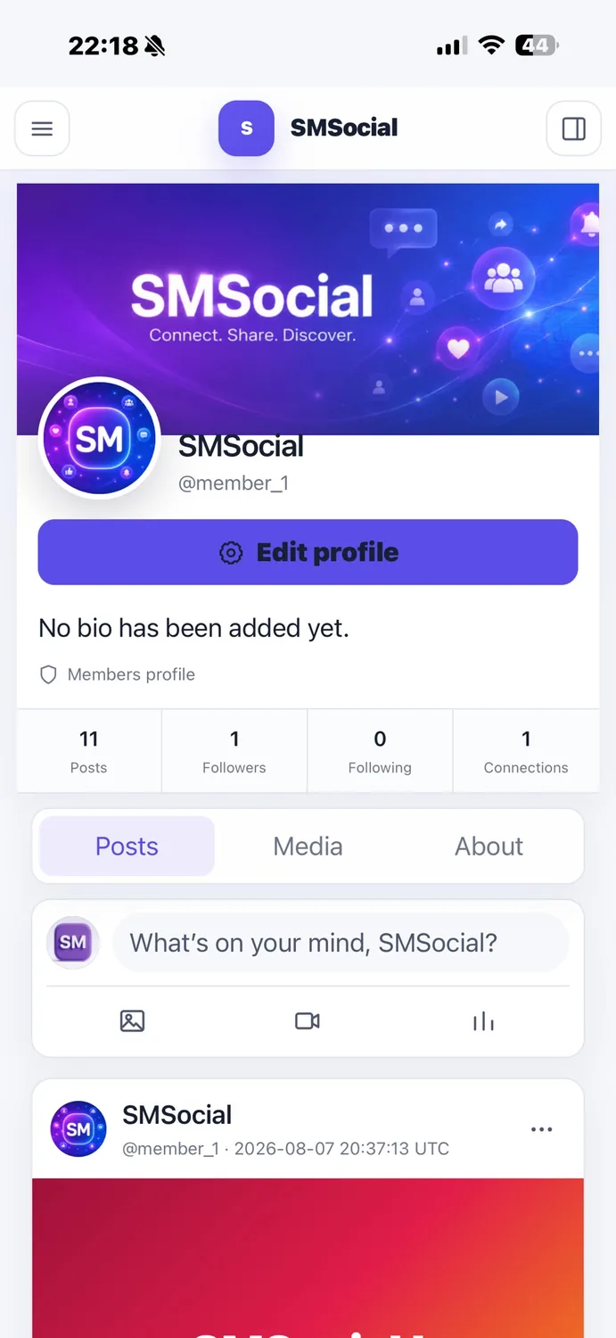 SMSocial mobile profile